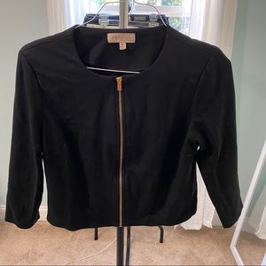 philosophy cropped black blazer jacket- gold zip